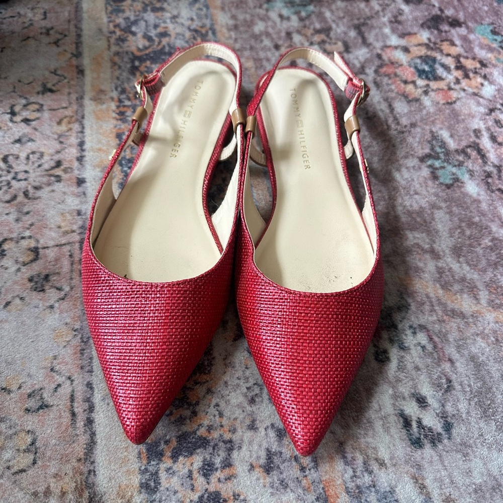 Tommy Hilfiger Red Pointed Slingback flats